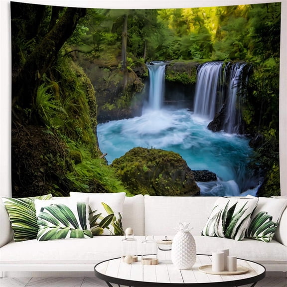 Dashan Forest Waterfall Tapestry Wall Hanging,Tropical Jungle Tapestries for Bedroom Living Room Dorm Decor,60"Wx50"L