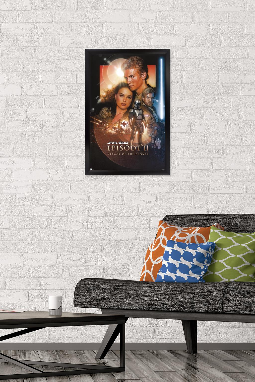 Star Wars: Attack of the Clones - One Sheet (No Billing Block) Wall Poster, 14.725" x 22.375" Framed