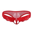 thumbnail image 1 of GDREDA sous-Vêtements Sans Entrejambe pour Hommes Mode Décontractée Aguichant Mini String T Pants Dentelle Transparente Rouge, Taille Unique, 1 of 4