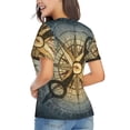thumbnail image 3 of Vsdgher Vintage Compass Women Shirts V Neck Short Sleeve Tops T-Shirt Basic Tees, S to 3XLMedium, 3 of 5