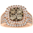 thumbnail image 2 of 14K Rose Gold Brown Diamond Square Halo Flower Cocktail Anniversary Ring 2 Ct., 2 of 5