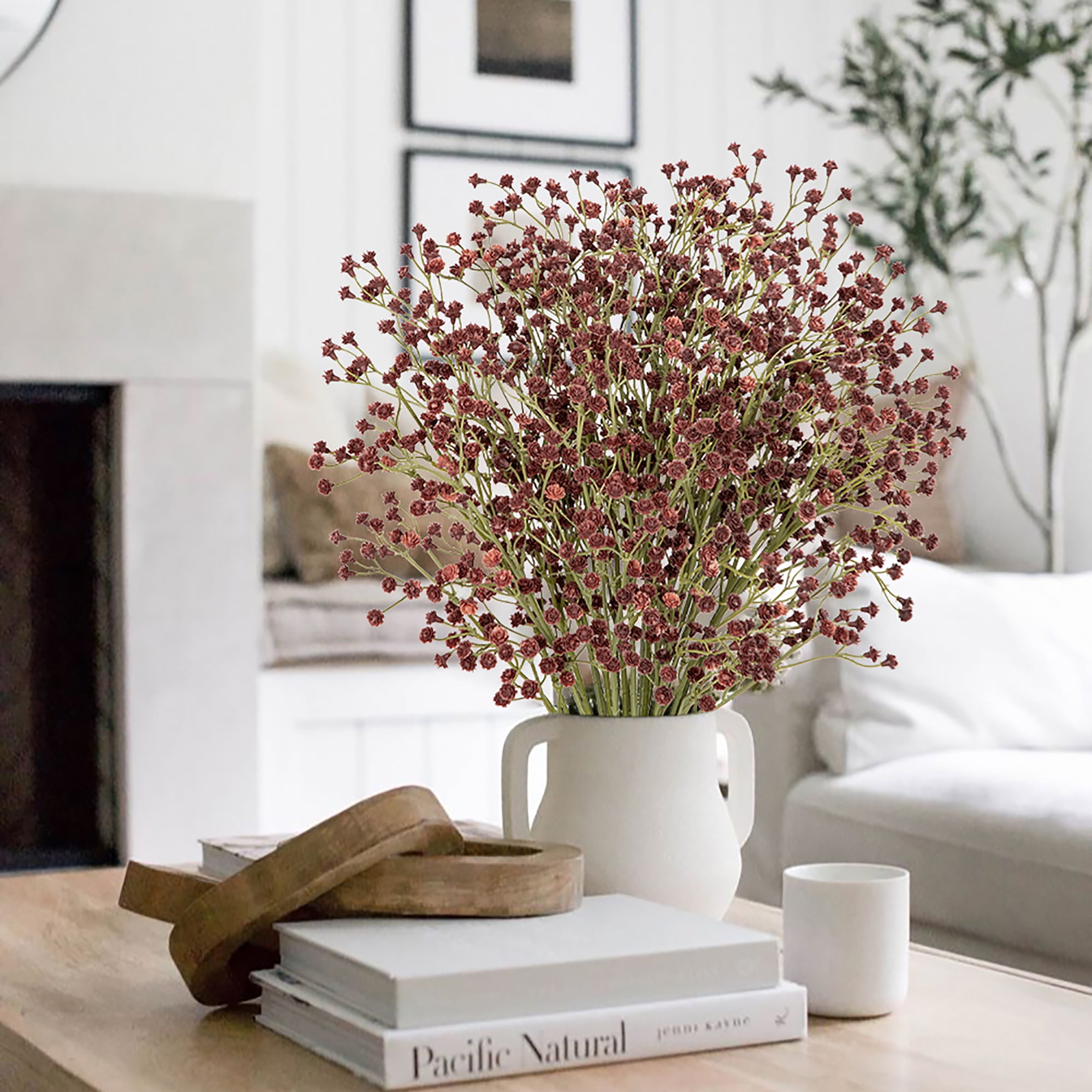 Briful 10 Pcs Artificial Flowers Baby's Breath 9.8" Faux Flowers Arrangement Baby Breath Wedding Bouquet Decorations Home Decor Brown