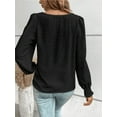 thumbnail image 5 of VISALY Womens Long Sleeve Shirts Crewneck Pullover Tops Swiss Dot Dressy Casual Blouses Lace Trendy Fashion Tops Comfy Basic Tees Shirts Plain Tshirts Business Casual Spring Tops Fall Outfits Black L, 5 of 6