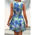 thumbnail image 5 of Women's Tropical Print V Neck Sleeveless Summer Dress with Slight Stretch 95% Polyester 5% Spandex Everyday Wear, 5 of 12
