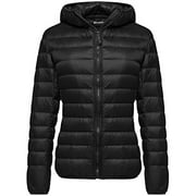 Wantdo Womens Ultra Light Down Jacket Winter Packable Warm Coat Black Medium