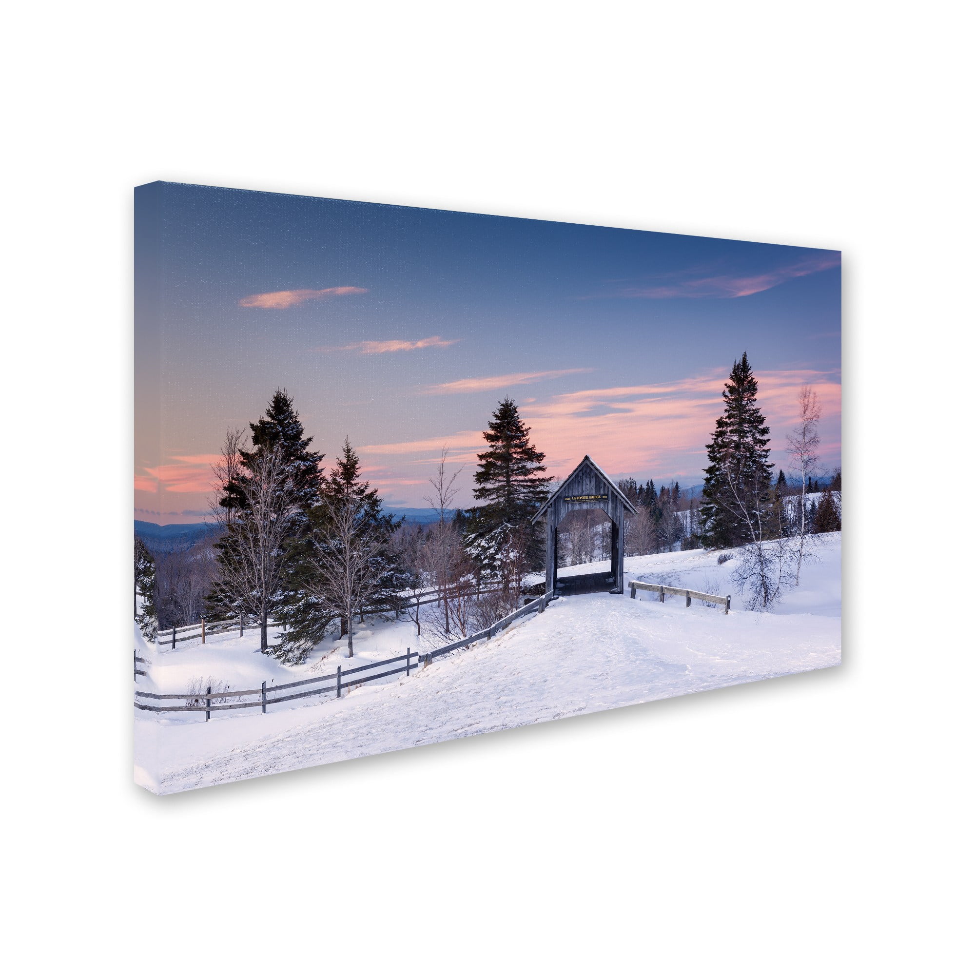 Trademark Fine Art "Snow at the Bridge" Canvas Art by Michael Blanchette Photography
