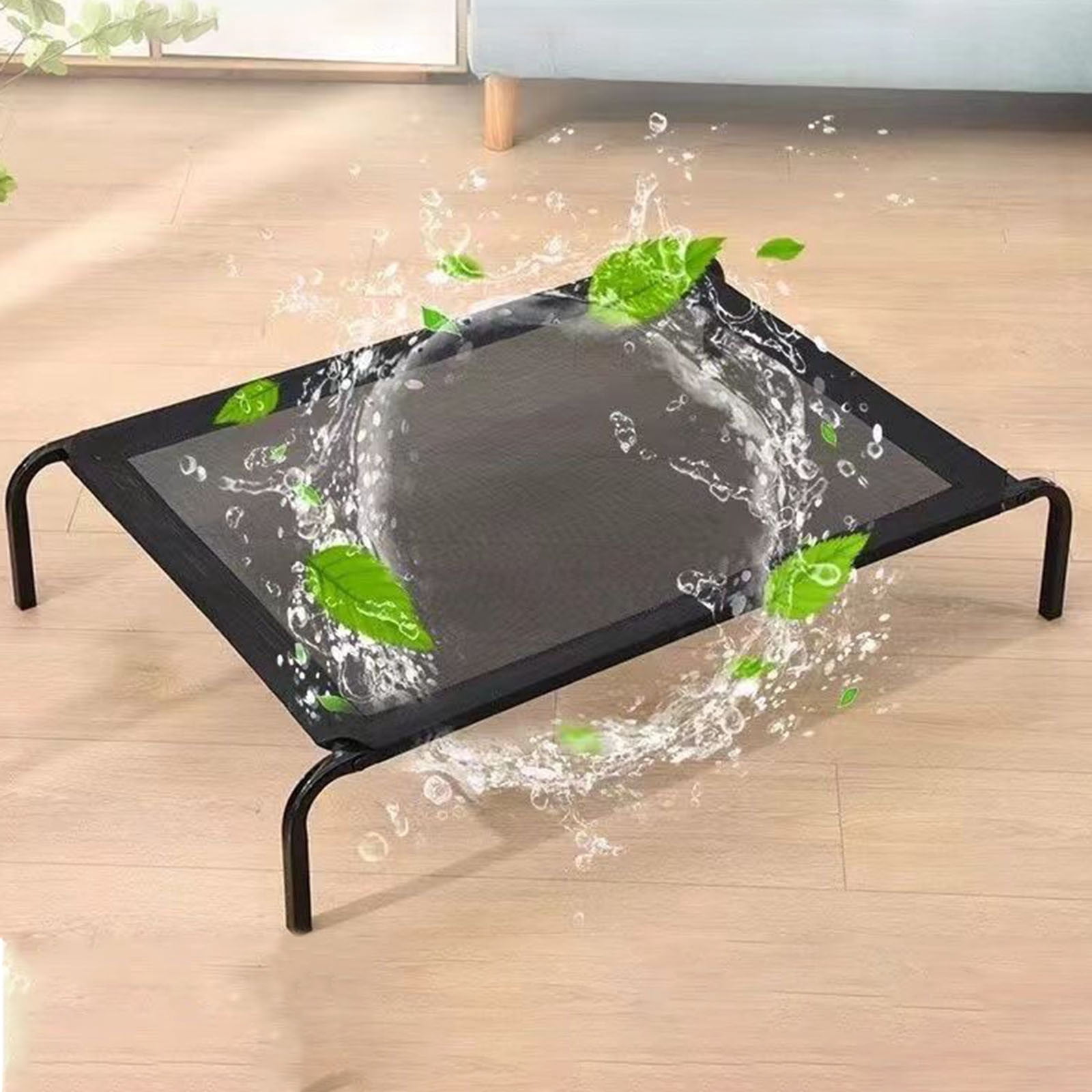 Oricka Elevated Dog Cot Bed Tool-Free Assembly - Outdoor Raised Dog Cooling Bed Frame for Large Pets, Summer Pet Hammock Off Ground with Non- Feet & Waterproof Teslin Mesh,S