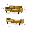 thumbnail image 3 of Best Choice Products Curved Convertible Futon, Velvet Fabric Split-Back Sleeper Bed - Antique Gold, 3 of 10