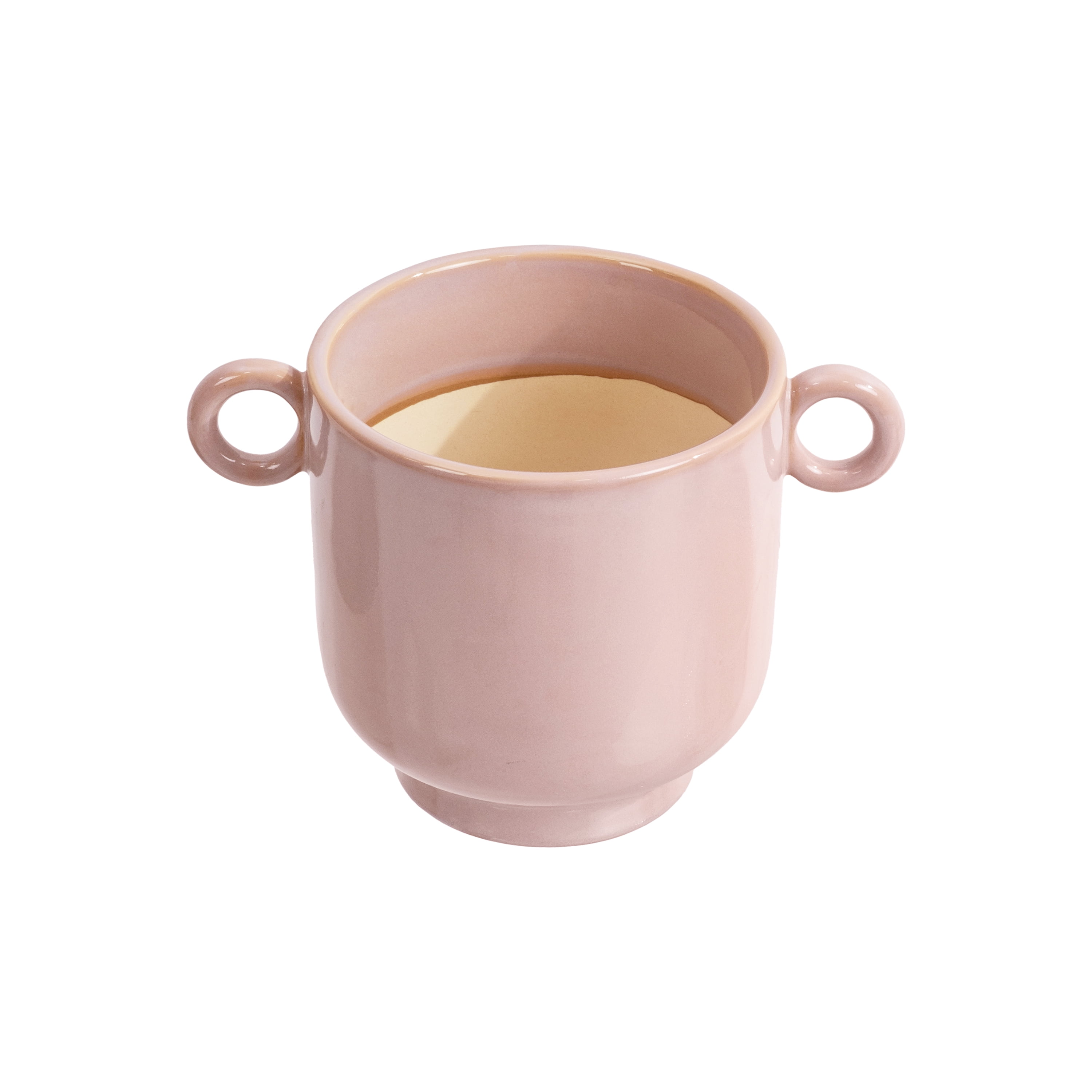 Beautiful 6" Rose Pink Handled Ceramic Planter by Drew Barrymore
