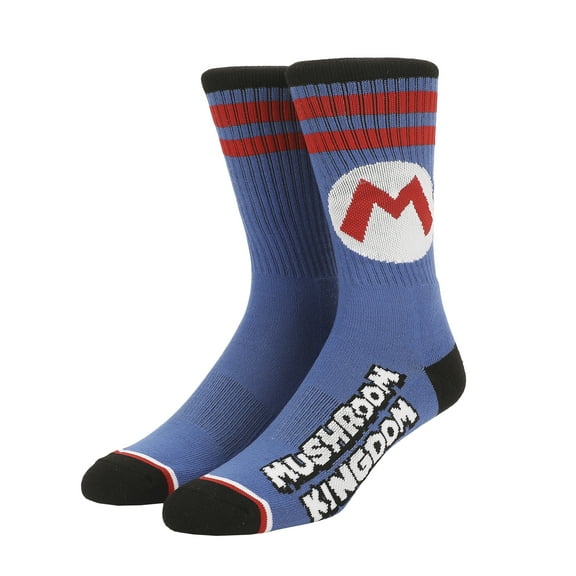 Super Mario Bros Mushroom Kingdom Mens Athletic Crew Socks