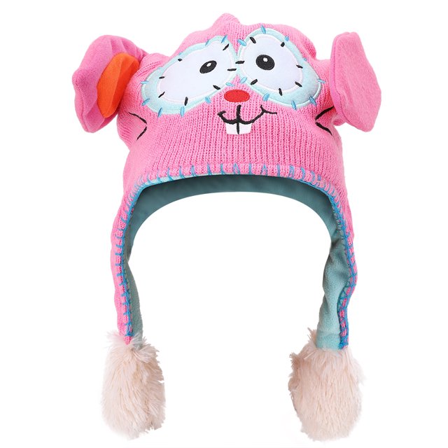 Gorro de lana para tejer con orejas móviles, divertido juguete para contar historias, para niños, color rosa bebé