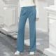 thumbnail image 2 of Amzcrzy Pantalones Vestir Mujer Color Liso S-2XL - Cintura Alta Elástica, Pliegues Frontales, Sin Cremallera, Bolsillos, Para Trabajo Azul, 2 of 5