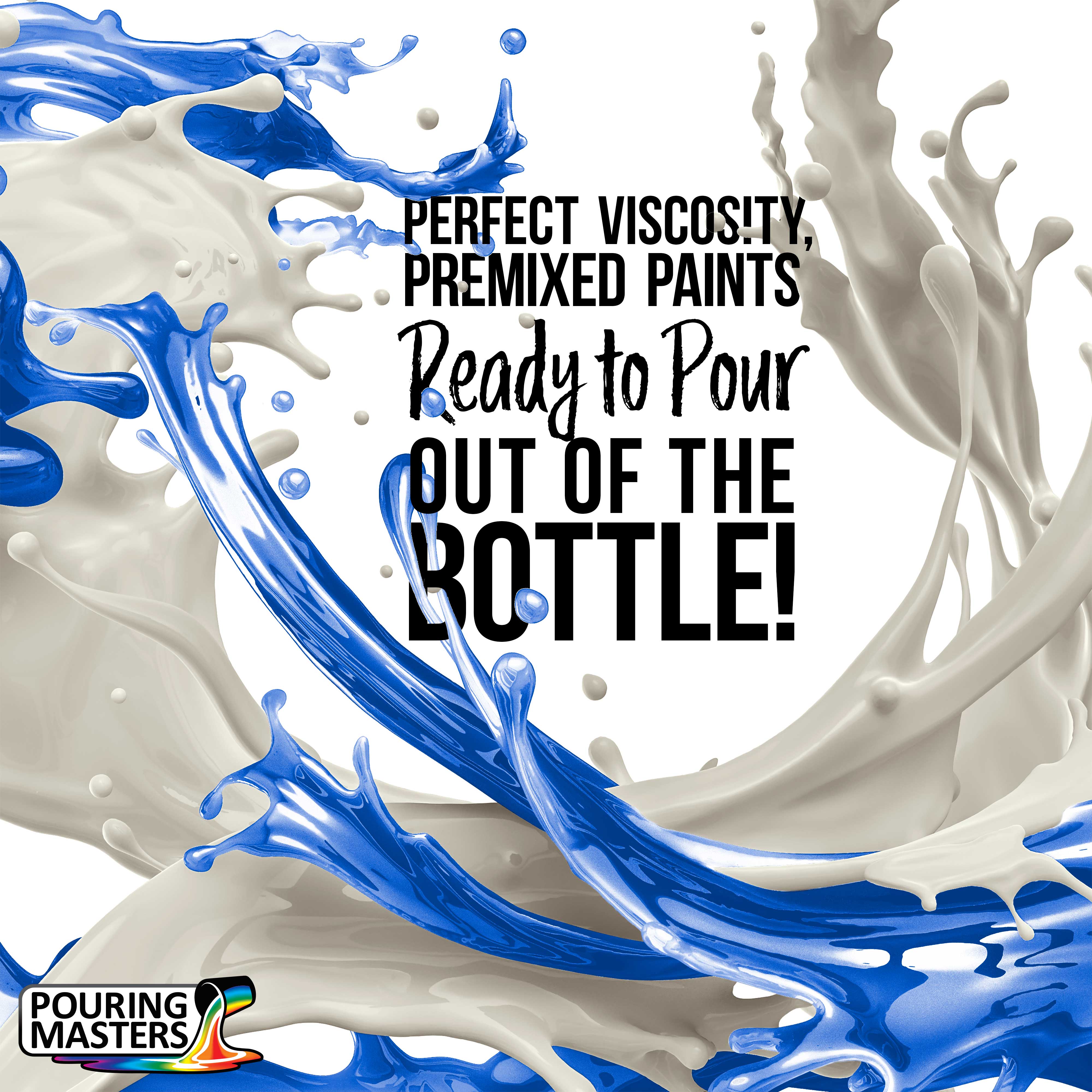 Pouring Masters 16-Color Ready-to-Pour Acrylic Pouring Paint Set, with Silicone Oil & Gloss Medium, 8oz Bottles, Pour Paint Supplies for Canvas & Crafts