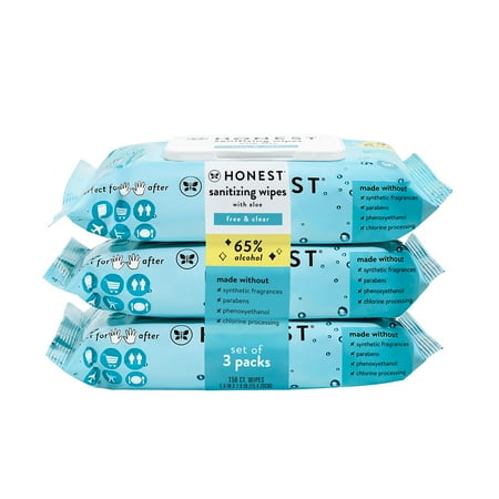 The Honest Company Sanitizing Alcohol Wipes, Unscented, 150 Count