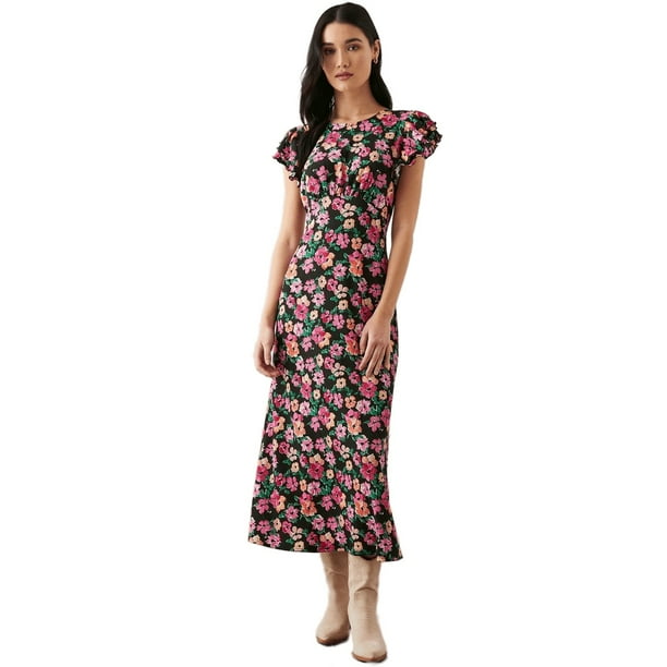 Dorothy Perkins Womens Floral Ruffle Empire Midi Dress