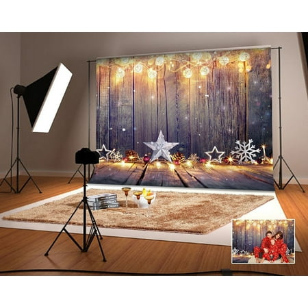 Image of 7x5ft Christmas Photo Backdrop Wood Christmas Backdrops Christmas Decorations