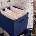 thumbnail image 4 of EZOWare Set of 4 Foldable Fabric Basket Bin, Collapsible Storage Cube boxes for Nursery Toys Shelves (13 x 15 x 13 inches) - Denim Blue, 4 of 7