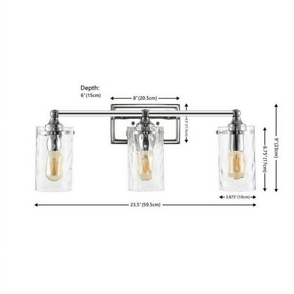 SAFAVIEH Johari 3-Light LED Chrome Iron Wall Sconce with Clear Shade