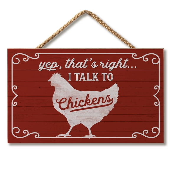 CounterArt "Talk To Chickens" Humorous Hanging Wood Wall Sign
