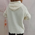 thumbnail image 4 of Waffle Knit Pullover Hooded Sweatshirts for Women Trendy Drawstring Plain Hoodie Warm Casual Long Sleeve Sweater Top (X-Large, White), 4 of 6