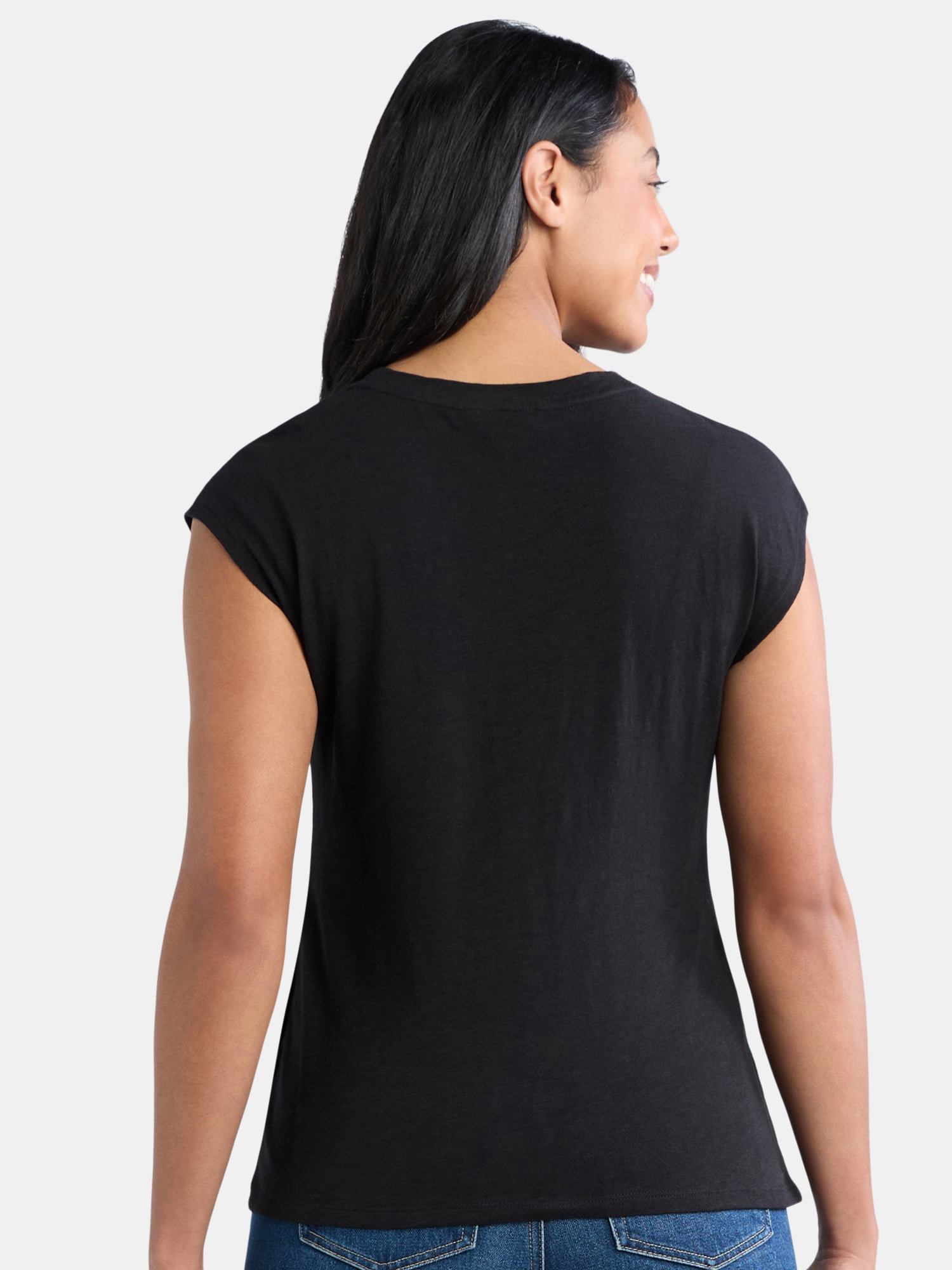 Time and Tru Women's Cotton Side Tie Top, Sizes XS-XXXL