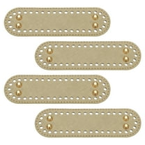 Uxcell 4Pcs Crochet Bag Bottom, 2"x7.1"Oval Purse Bottom Leather Bag Bottom Shaper Pad with Holes Knitting Crochet Bag Cushion Base for DIY Handbag Purse Making Supplies, Golden