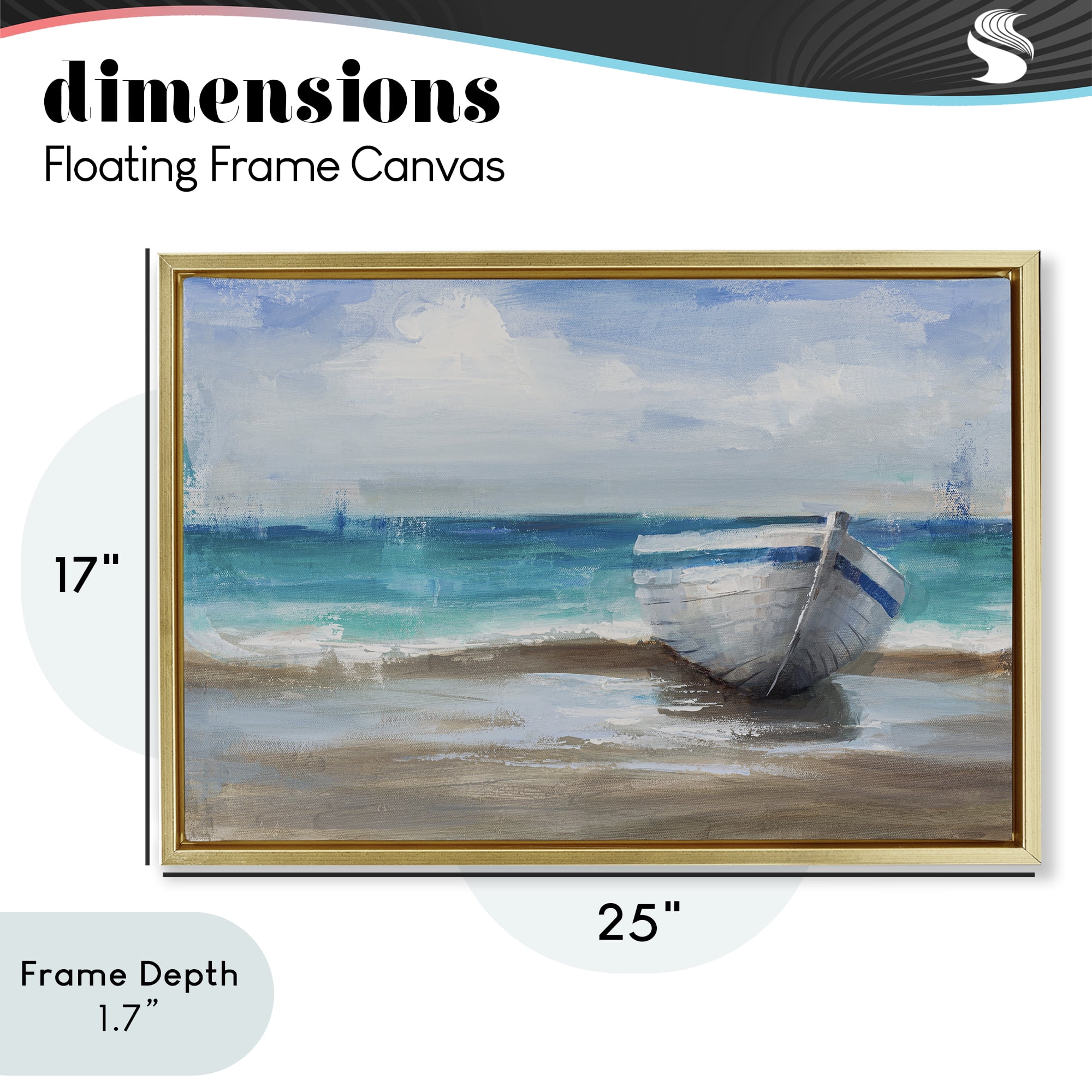 Stupell Industries Painterly Boat On The Shore Gold Framed Floater Canvas Wall Art, design by Cloverfield & Co.