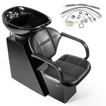 Artist hand Shampoo Bowl Backwash Barber Chair Adjustable Ceramic Bowl Sink with Rubber Headrest for Salon Beauty Spa Equipment(Black)