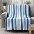 thumbnail image 2 of Geometric Stripe Blanket Soft Cozy Warm Throw Blanket for Couch, Plush Fuzzy Flannel Fleece Blankets for Sofa, Ombre Farmhouse Blue Vertical Striped Bed Blankets Lightweight Gifts for Women, 40"x60", 2 of 9