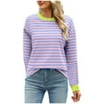 thumbnail image 1 of WEAIXIMIUNG Chandail en Molleton pour Femmes à Fermeture Éclair, Manches Longues, Col Rond, Rayé, à Blocs de Couleur, Coupe Ample Tendance, Haut Décontracté, 1 of 5