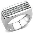 thumbnail image 1 of Men High Polished Stainless Steel Ring with AAA Grade CZ in Clear - Size 8, 1 of 1