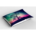 thumbnail image 2 of Ambesonne Space Pillow Sham 2 Pack, Magic Night Sky Landscape, 36"x20", Pink Aqua Dark Blue, 2 of 3
