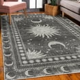 thumbnail image 3 of Sun and Moon Decorative Rug, Bohemian Occult Design of Crescent Solar Ornament Esoteric Stars, Quality Carpet for Bedroom Dorm and Living Room, 6 Sizes, Dark Taupe, by Ambesonne, 3 of 4