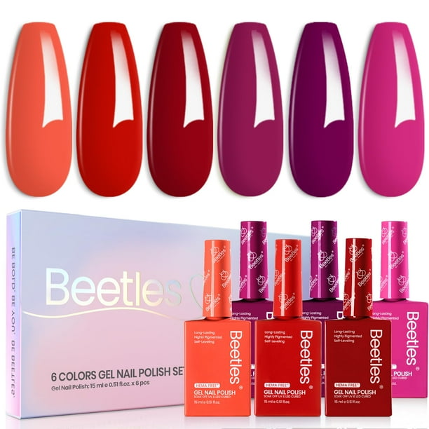Set de esmaltes de uñas en gel Beetles Hema Free Red, 6 colores, 90 ml