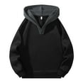 thumbnail image 3 of V Neck Hoodies for Men Pullover Fleece Lined Sweatshirts Mens Casual Color Block Long Sleeve Slim Thermal Warm Athletic Workout Hoodie Tops, 3 of 5