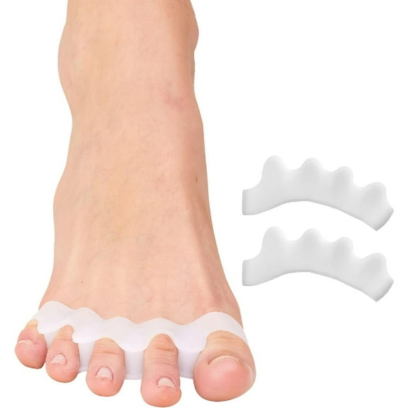 Silicone Toe Spacers for Bunion Relief and Hammertoe Correction 2 Pcs White