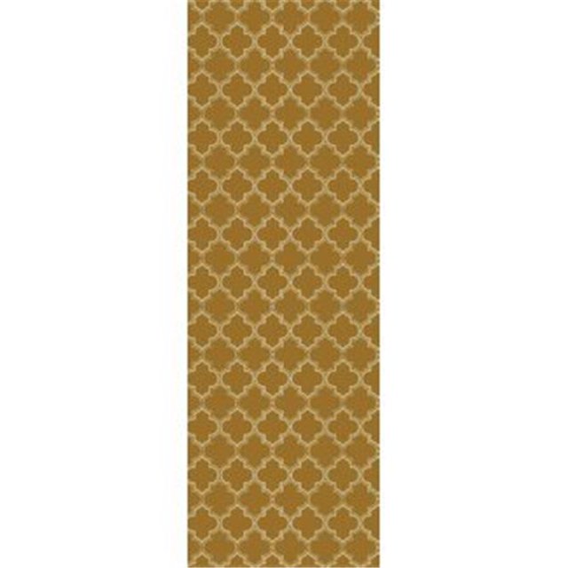 Aspen Brands RUG10BRN26 2 x 6 ft. Quaterfoil Design Rug - Brown & White
