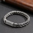 thumbnail image 6 of K-KED Real S925 Sterling Silver Bracelet Women Men Vintage Wider Bradiad Wheat Link -18cm/7.08inch-32-34g, 6 of 9