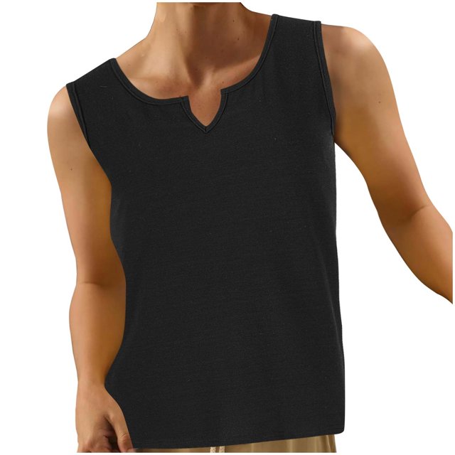 AherBiu Womens Summer Tank Tops Basic Comfy Loose V Neck Tee Shirts Solid Color Sleeveless Camis Tops