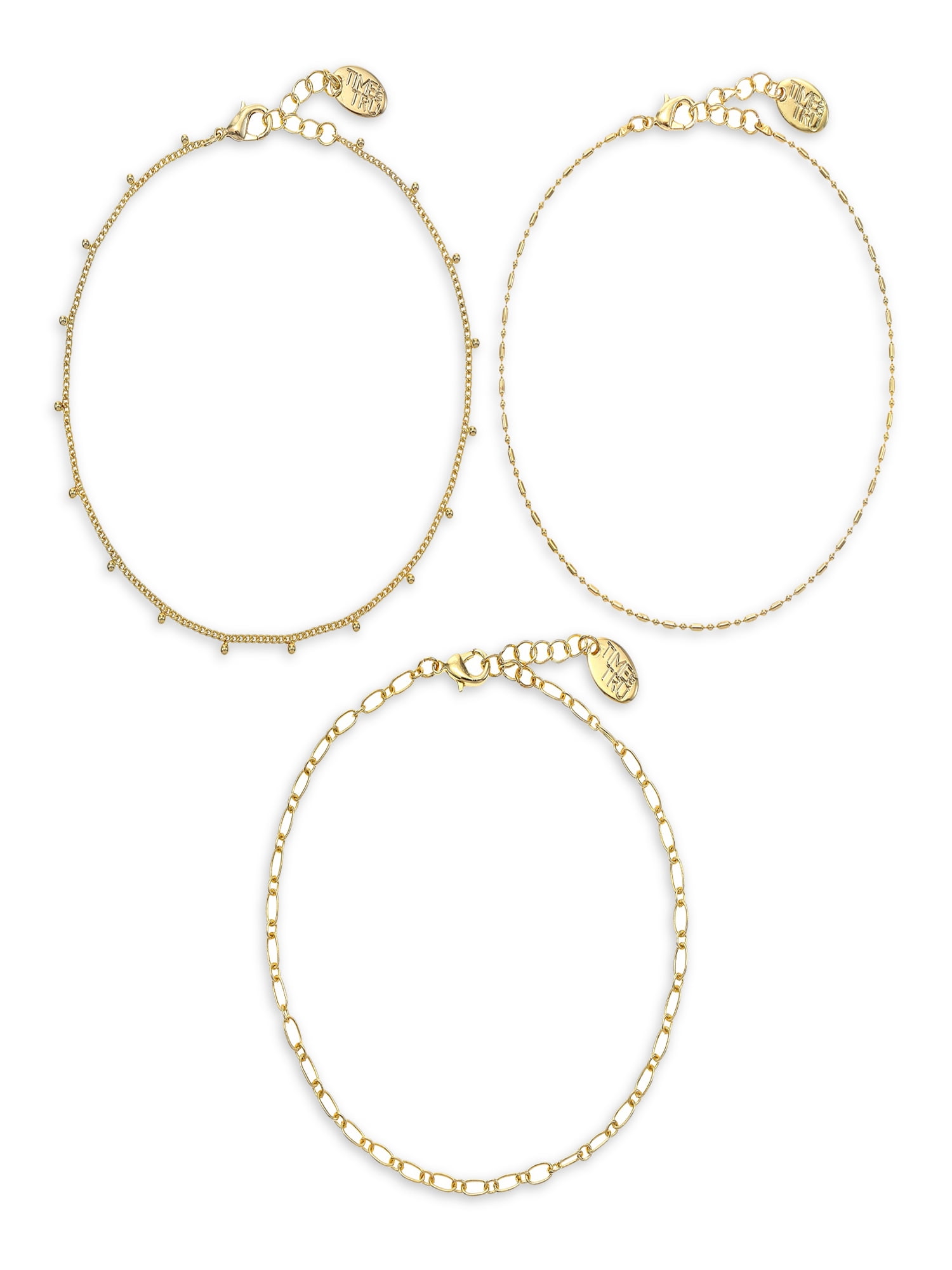 Women's Anklet Set, Cubic Zirconia, 3 Pieces