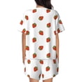 thumbnail image 3 of Bingfone Hand Drawn Strawberry Print Pajamas Sets for Women Soft Short-Sleeved Pjs with Lounge Shorts Two Piece Sleepwear, 3 of 8