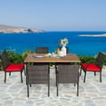 thumbnail image 4 of Gymax 7PCS Patio Dining Furniture Set Yard w/ Wooden Tabletop Red Cushions, 4 of 10