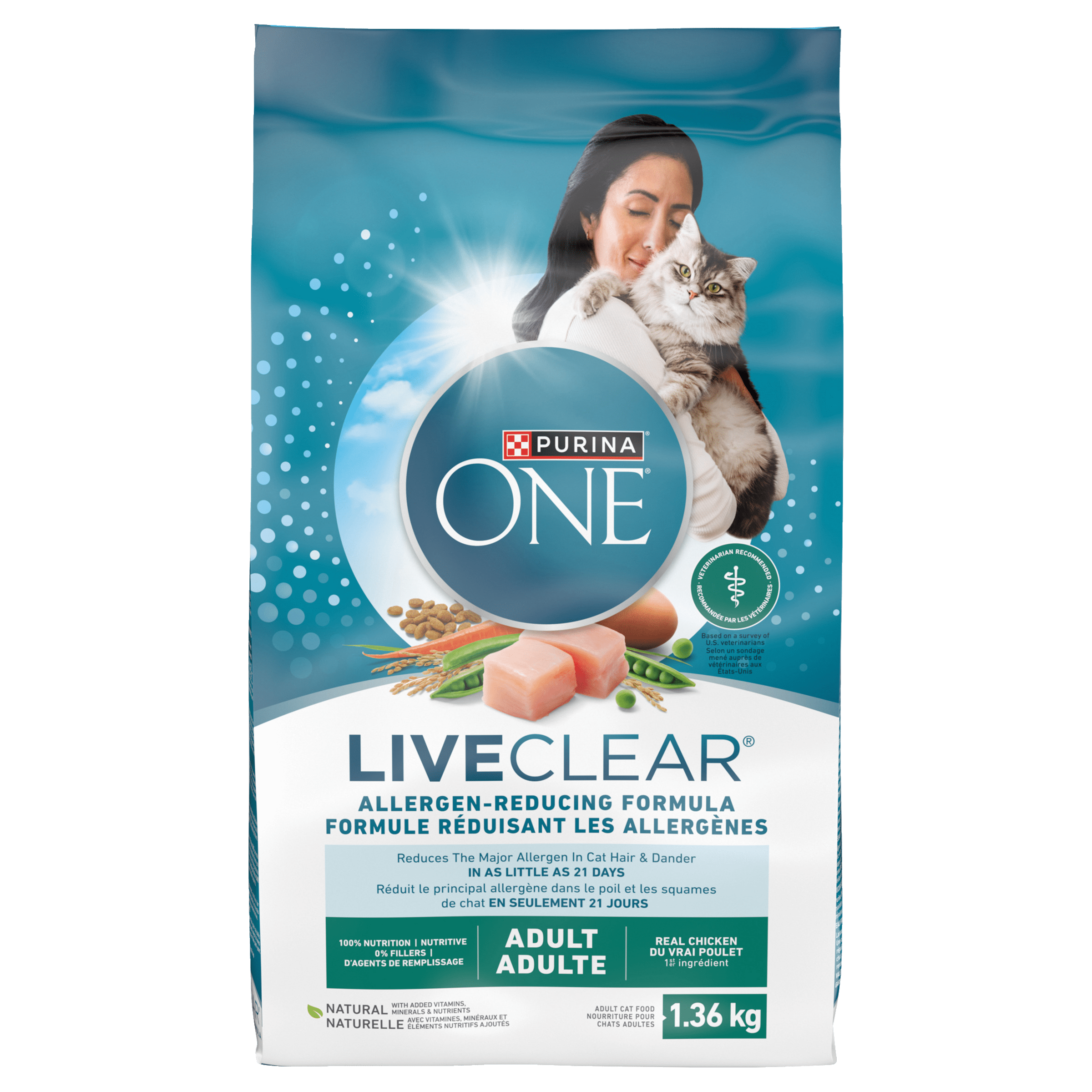 Purina ONE LiveClear Allergen-Reducing Formula With Real Chicken, Dry Cat Food, 1.36 kg