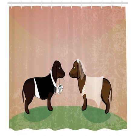 Dachshund Shower Curtain Cute Groom And Bride Dogs Marriage