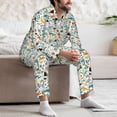 thumbnail image 7 of Picia Cartoon Dinosaur Pattern Men’s Long-Sleeve Sleepwear Set - Soft 2-Piece Loungewear with Pockets, Comfy PJs for Relaxing Nights-Large, 7 of 7