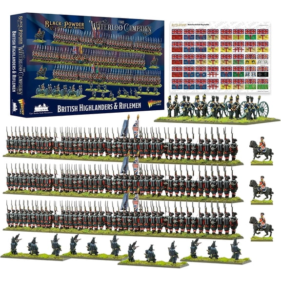 Wargames Delivered - Black Powder Epic Battles: British Highlanders & Riflemen, 28mm Miniatures Wargaming, 3 Regiments, 3 Artilleries, Digital Bundle - WW2 Figures Plastic Model Kits by Warlord Games