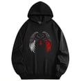 thumbnail image 4 of Men's Pocket Graphic Hooded Pullover, Black And Red Wings with A Red Arrow Between Them, Sizes S-2XL, 4 of 9