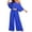 Blue, variant on PBFRDSJ Women's Casual Off Shoulder Lantern Long Sleeve High Waist Wide Leg Jumpsuit With Braided Belt for Daily Vacation Party