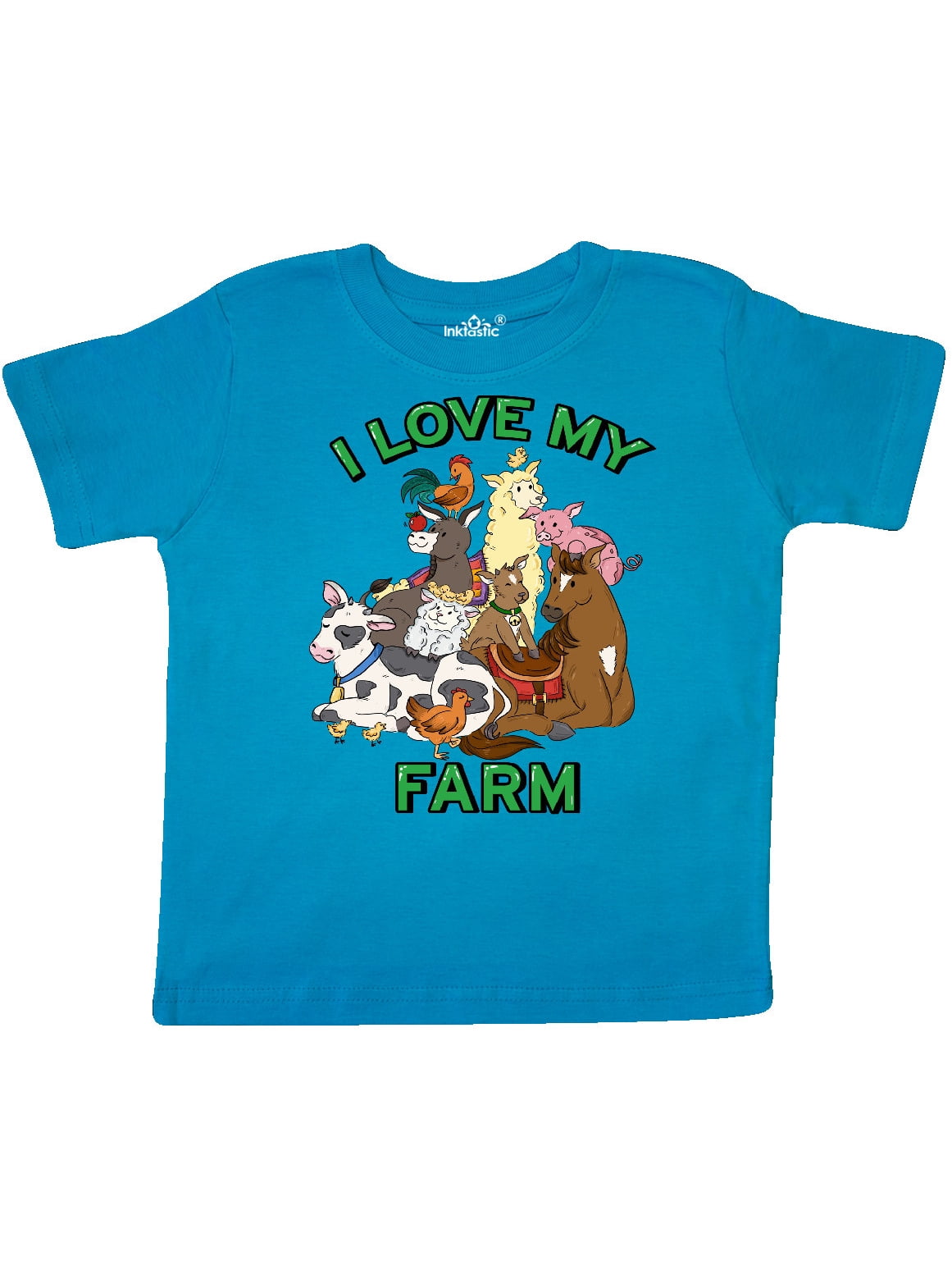 INKtastic I Love My Farm with Happy Farm Animals Toddler TShirt