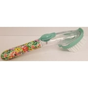 Pioneer Woman Soap Dispensing Dish Brush, Sweet Romance Floral Design Plastic and Rubber Teal